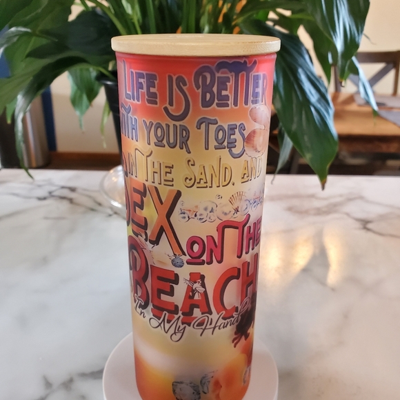 Life is Better With Your Toes In The Sand 20oz Matte Glass Tumbler w/ duo lids - Picture 9 of 14